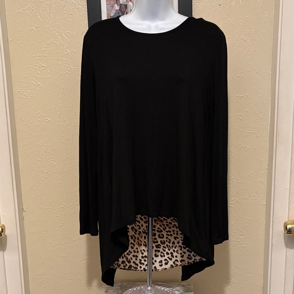 Indigo Soul Black Tunic with Leopard Detail